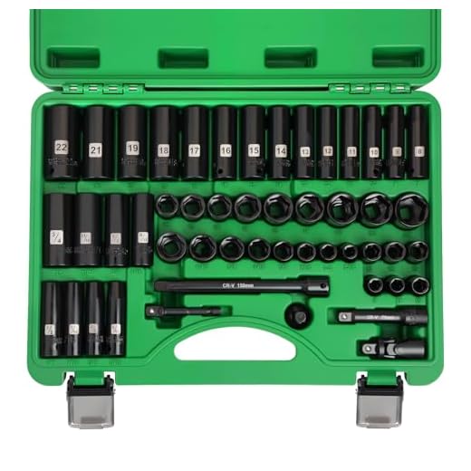 Dangkiy 3/8" Drive Impact Socket Set, 50 Piece Standard SAE (5/16 to 3/4 inch) and Metric (8-22mm) 6 Point, Extension Bars, Impact Universal Joint, Adapter, Cr-V Steel
