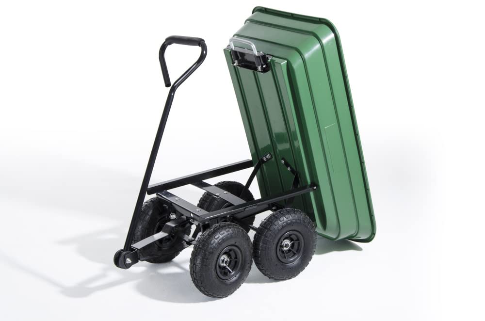 VERDELOOK | Carrello Ribaltabile, Portata 250 kg, 110x100x53 cm, Verde, Carrello Multiuso, per Giardinaggio, Edilizia, Magazzini