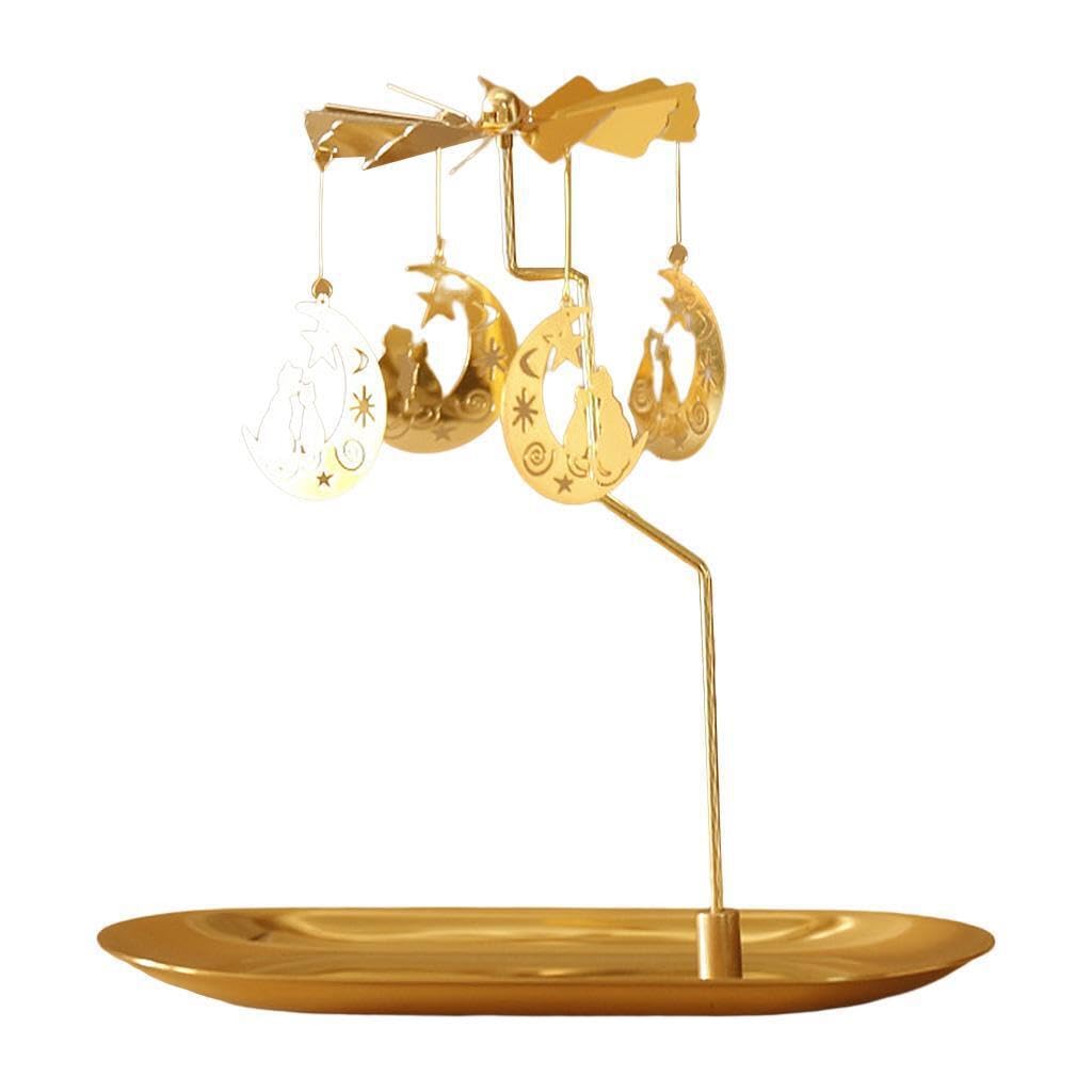Zambuph Stylish Rotating Tea Light Holder Stand Decorative and Practical Candle Holder Candlestick Christmas, Tray F, 17.8cm