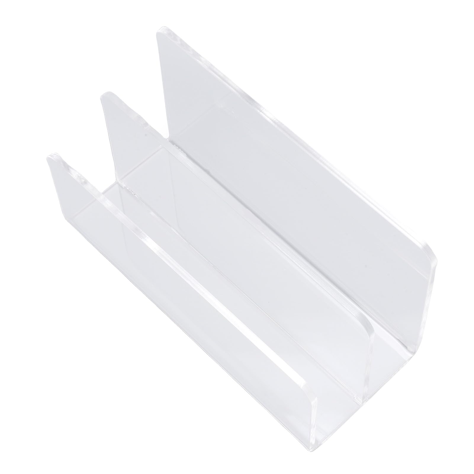 Raccoglitore posta acrilico trasparente 2 scomparti per scrivania, base antiscivolo 17,5x7,5x9,5 cm