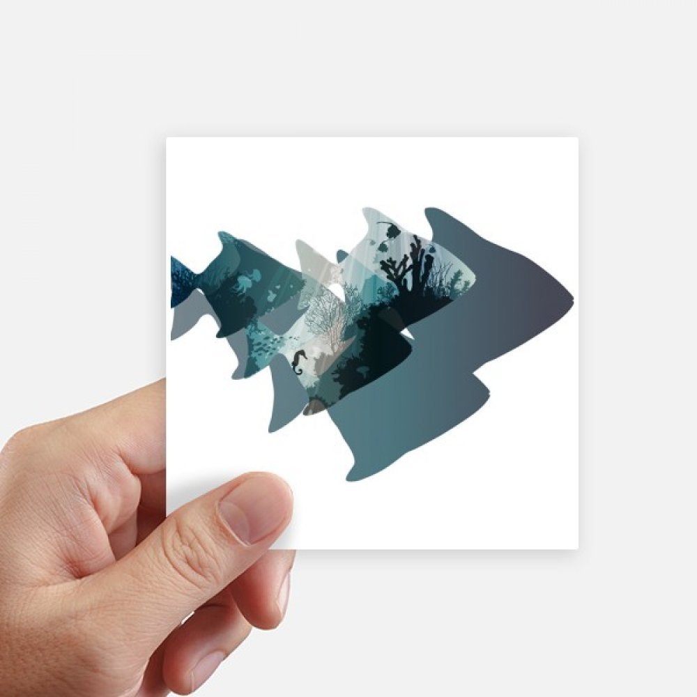 Sticker carré méduse faune marine au rendu multicolore éclatant pour support lisse et mural