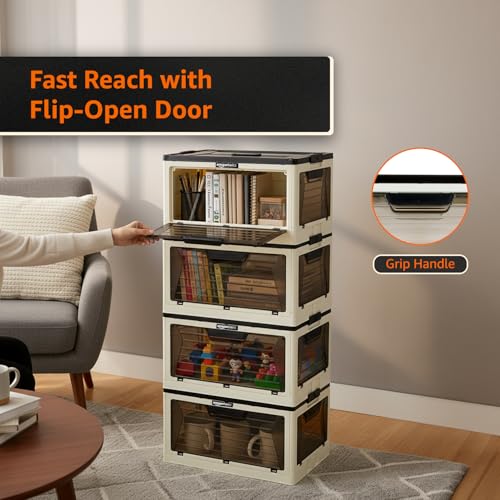 Image of Amazon Basics Plastic Wardrobe for Bedroom & Drawers Organisers, Cupboard Organizer & Wardrobe Organiser (4 Layer)