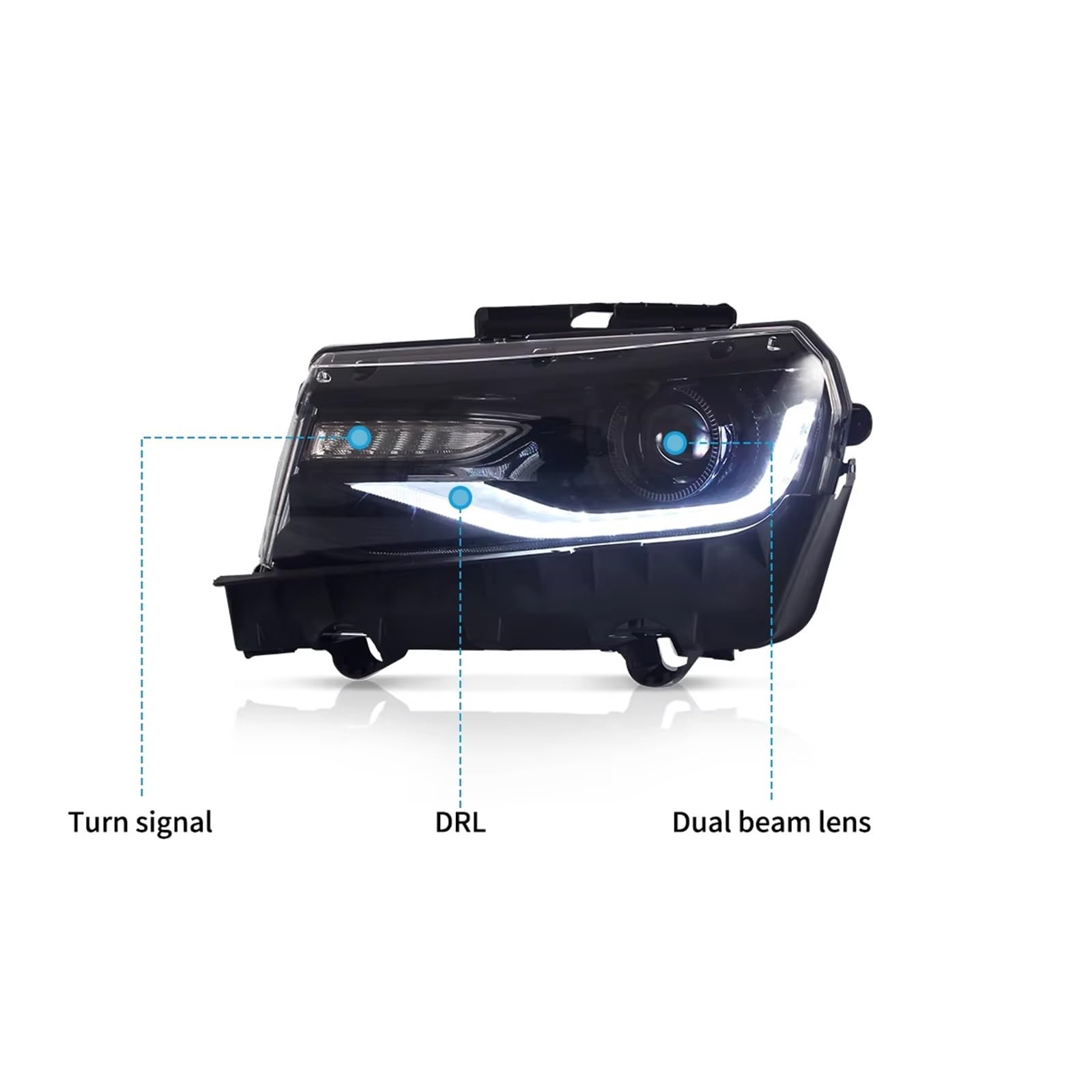 Gruppo Faro per Auto Chevrolet Camaro 2014-2015 Luci Anteriori DRL modificato Gruppo Faro Fari