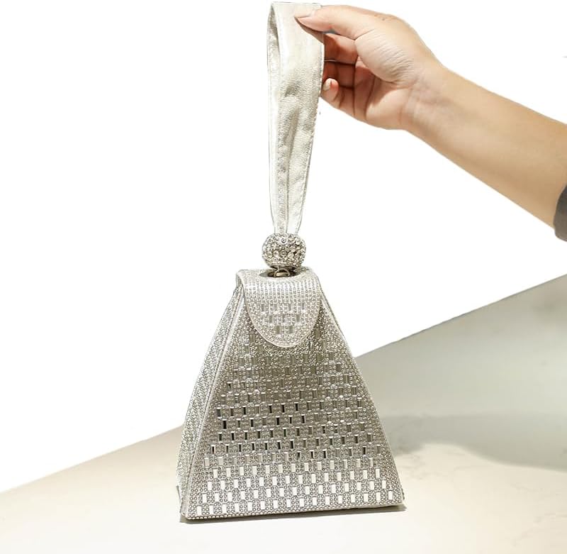 Rhinestone Evening Clutch Bag - Pyramid Shape Evening Bag for Party, Cocktail, Engagement & Night Events image 2