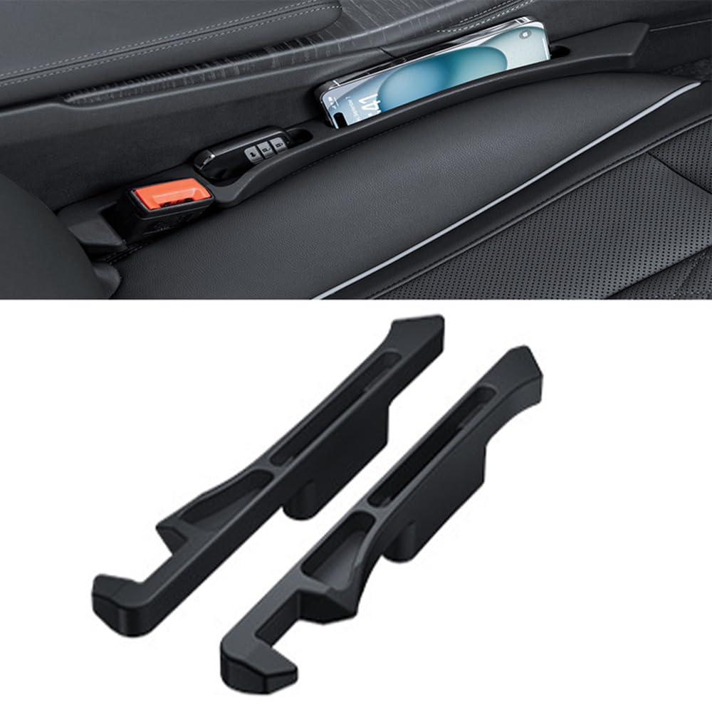 LCJAN 2 Pieces Car Seat Gap Filler for Benz EQA H243 EQB X243 EQC N293 EQS X296, Universal Car Seat Gap Filler Organizer Side Seat Gap Filler Seat Gap Leak-Proof Filling Strip,A pair-Black