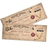 20 Pcs Wizard Invitation Cards, Wizard Birthday Party Invitation Cards, Wizardry School Express Train Ticket, Wizard Birthday Invite, 20 Envelope Birthday Invitations for Kids Birthday Party Supplies