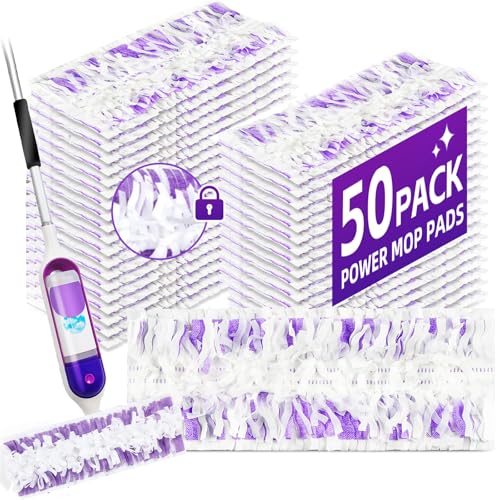 50 Pack Disposable Power Mop Pads for Swiffer Power Mop Pads,Compatible with Swiffer Power Mop Refills,Thickened Multi-Surface Replacement for Swiffer Wet Pads Refill on All Finished Floors