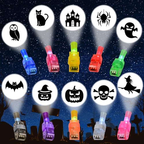 Image of Halloween Party Favors, 40 PCS LED Finger Projector Lights, Halloween Toys for Kids Girls Boys, Glow in The Dark Toys Bulk for Halloween Party Favors Supplies Classroom Prizes Trick or Treat Gifts