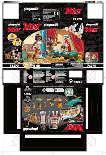 Playmobil 71270 Astérix : César et Cléopâtre - avec Deux Personnages, Un léopard, Une Longue Chaise pour la Reine et des Accessoires - Les Aventures d'Obélix - Histoire & Imaginaire - Dès 5 Ans