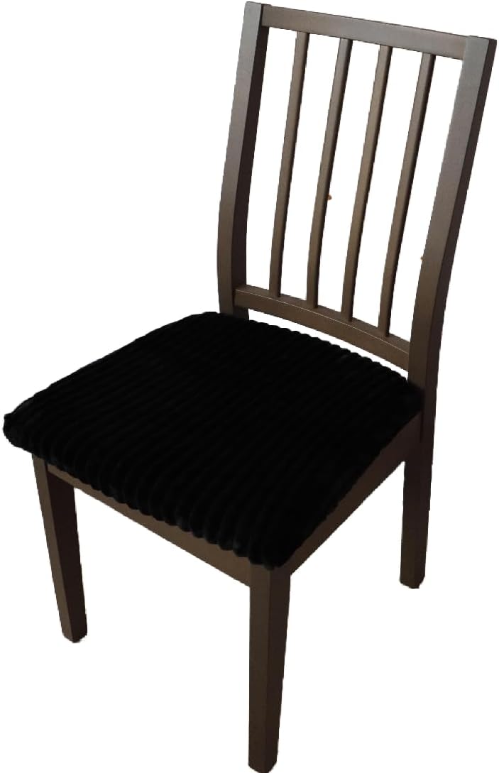 lygooh Plush Seat Covers for Dining Chairs Soft PU Leather Dining Chair Seat Covers Durable and Wipeable Kitchen Chair Slipcover Protector with Elastic Band for Dining Room (6, Navy)