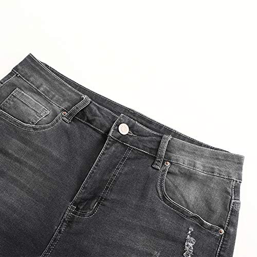 Image of THUNDER STAR Women Mid Rise Ripped Stretchy Jeans Shorts Frayed Raw Hem Casual Denim Shorts