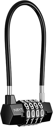 LOFICOPER Cerradura de combinación de grillete largo, candado largo con combinación de 4 dígitos, resistente al agua, para exteriores, cerradura de