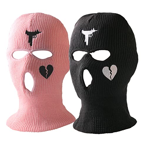 2 Piezas Máscara de Pasamontañas, Invierno Punto Capuchas faciales, Calientes Balaclava de 3 Agujeros, Motociclismo, Esquí y Otros Exterior Actividades Gorro para Hombres o Mujeres