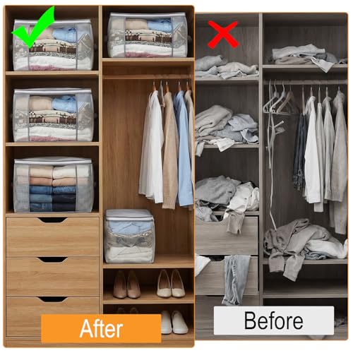 80L Large Storage Bags 6 Pack Clear Clothes Sheet Organizer_desvips.com