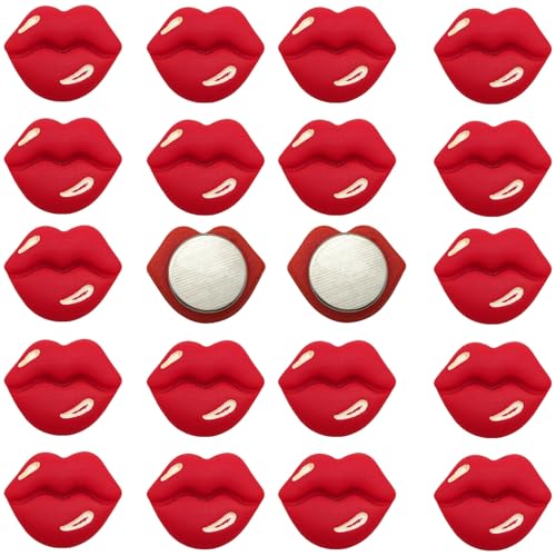 Imanes de nevera con forma de labios rojos, pack de 20