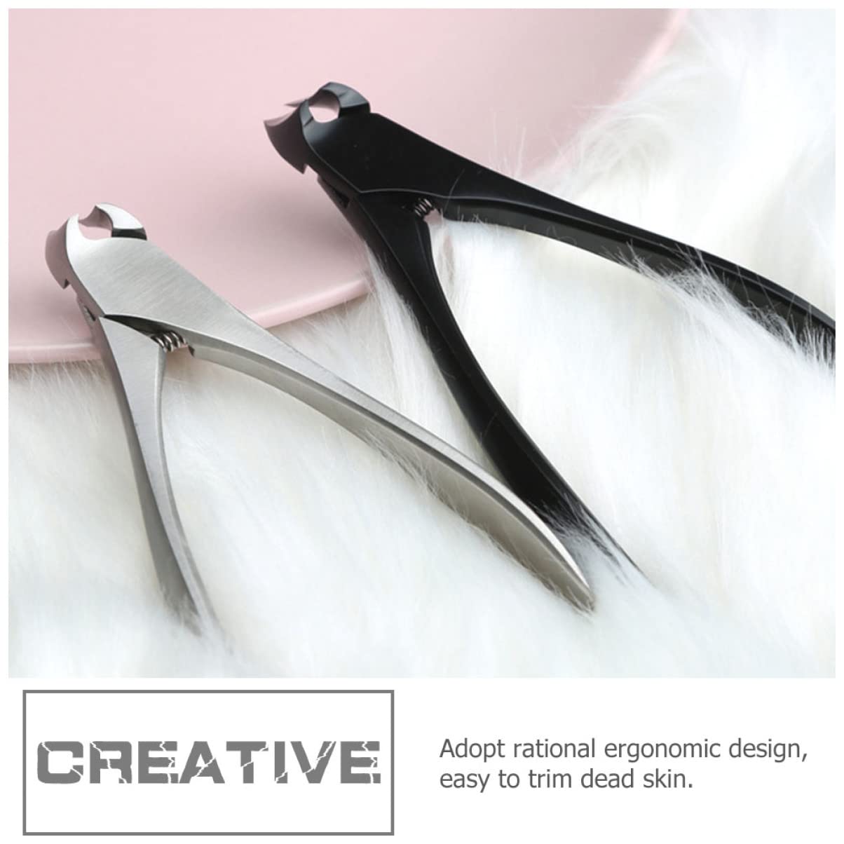 Tronchesino Unghie in Acciaio Inox Nero a Presa, Taglio | Groove Clamp per Manicure e Casa, Design Creativo, per Unghie Spesse o Incarnite
