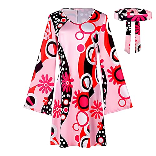 zjhukfmc Disfraz de discoteca de los años 70 para mujer, vestido hippie de los años 70 para mujer, disfraces hippie para fiesta, baile del día de San Valentín occidental)