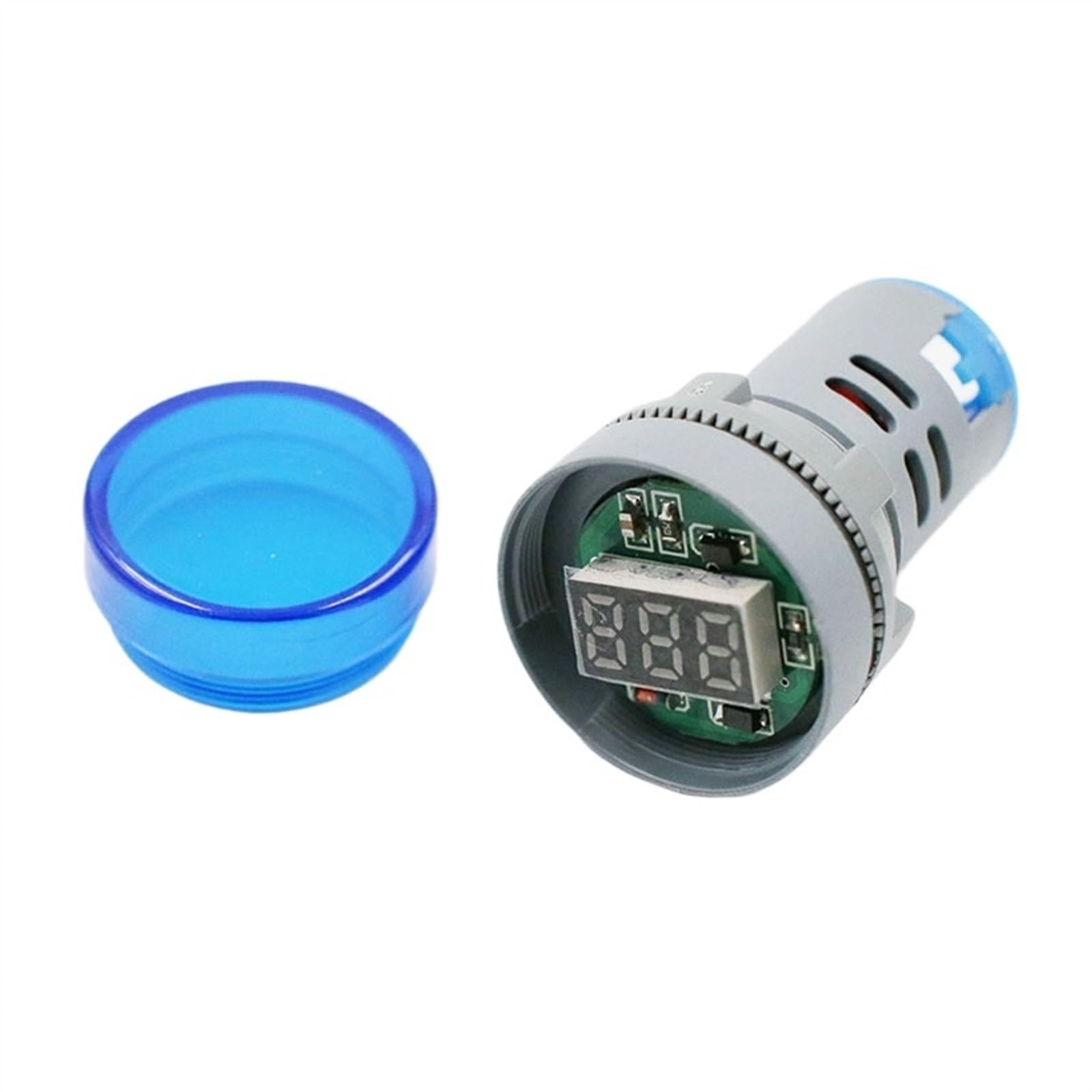 LED Digital AC Voltmeter Ammeter – 60-500V & 0-100A Tester With Cylindrical Body, 22mm Mounting Aperture (Blue Display)