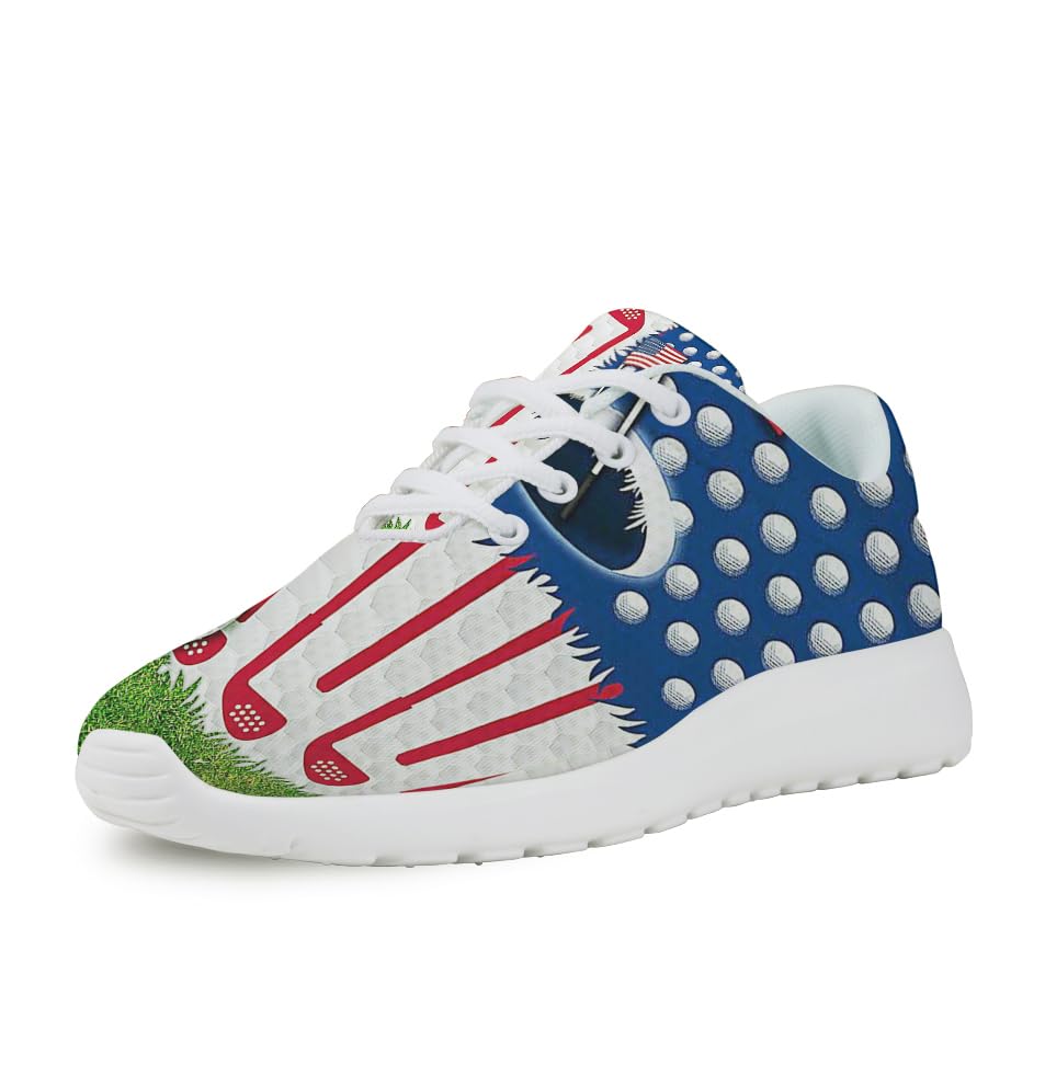American Flag Golf Shoes for Women Men Trail Running Casual Fashion Sneakers Slip-on Tennis Shoes