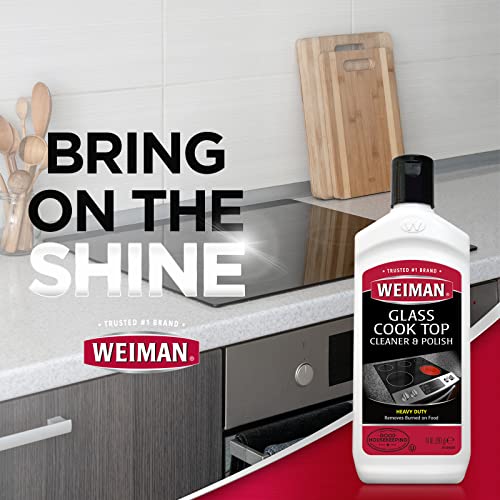 Weiman Cooktop And Stove Top Cleaner Kit - Glass Cook Top Cleaner And Polish 10 Oz. Scrubbing Pad, Cleaning Tool, Razor, Scraper #TOP5