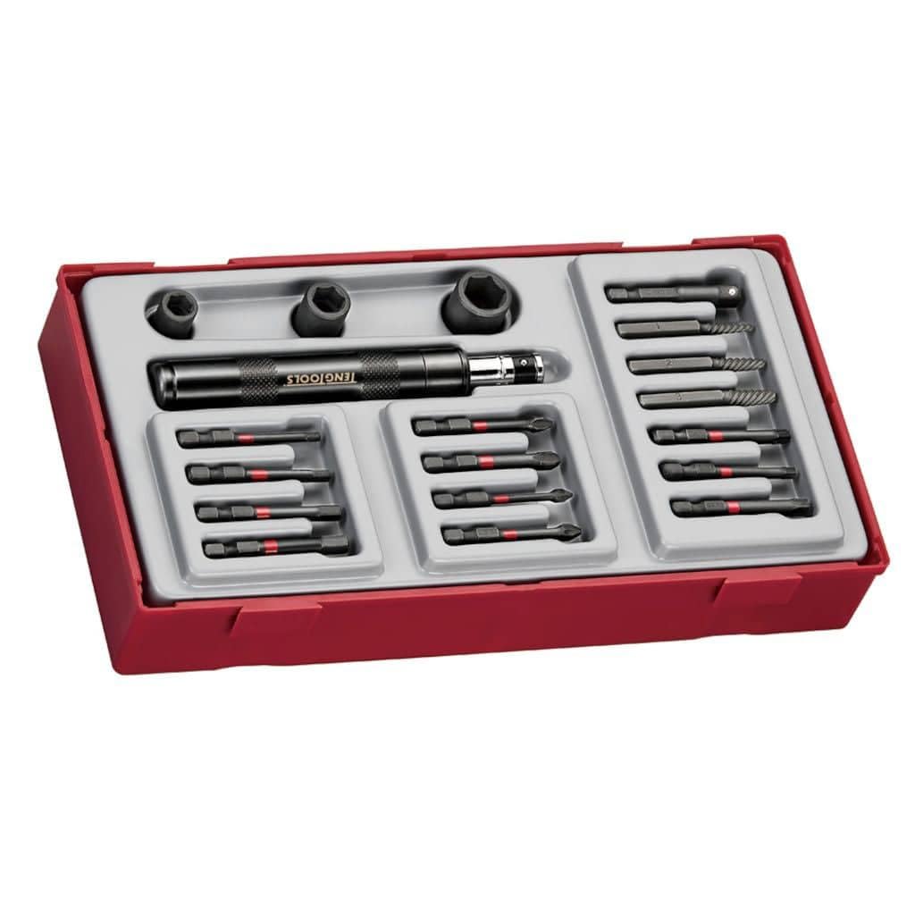 Teng Tools TTID19 - Set di 19 punte a percussione, bussola, estrattore di viti, driver e adattatore da 1/4"