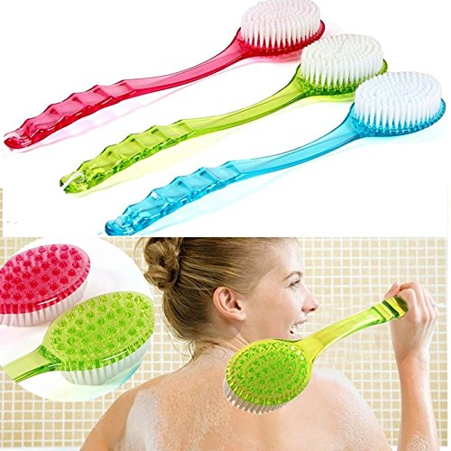JUJU® New Long Handled Colorful Body Bath Shower Massager Back Skin Cleaning Brush