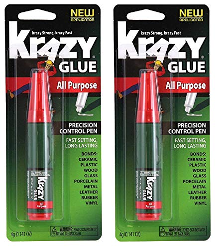 Krazy Glue All Purpose Precision Control Pen, Super Glue, 4 Grams (KG82948MR), Clear. 2-Pack