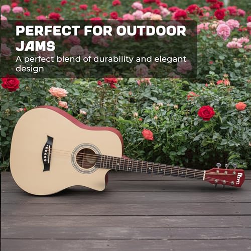 Image of Revel 38 Inches Lindenwood Cutaway Design Acoustic Guitar With Carry Bag And Plectrums. (Natural)