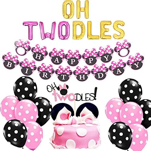 Amazon Com Oh Twodles Globos Minnie Segundo Cumpleanos Cake Topper 2do Mouse Banner Party Suministros Decoraciones Foto Prop Para Nina Bebe ay Juguetes Y Juegos