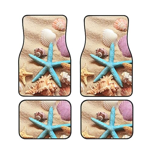 Tapis de sol de voiture antidérapant 4 pièces motif plage universel