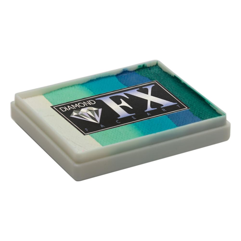Diamond FX Split Cake - Cool Breeze RS50-76, Professional Quality Face Painting Rainbow Cakes, Water Activated Face Paint, 1.76 oz/50 gm