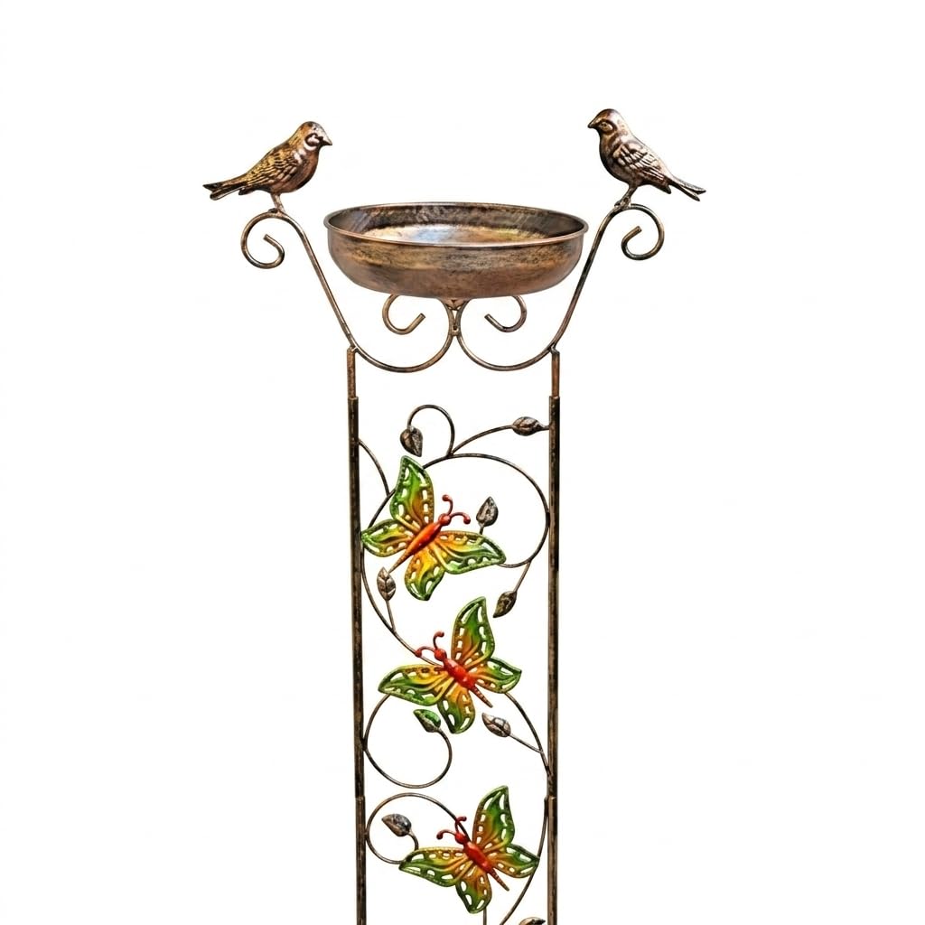 Vogeltränke Gartendeko Rost, Rostbeständiges Vogelbad für Wildvögel, Wetterfeste Vogeltränke Stehend aus Eisenmaterial, Dekoratives Gartenaccessoire, Modern, minimalistisch mit Sch