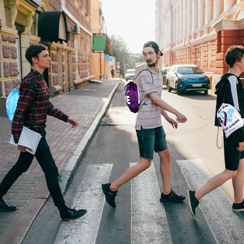 12 Set Suicide Prevention Awareness Drawstring Backpacks and Buttons Badge Bulk Purple Teal Ribbon Lapel Pins Suicide Prevention Backpack Mental Health Gift for Men Women Charity Supplies4