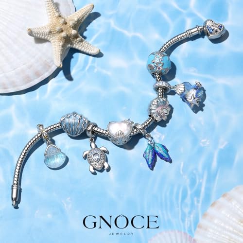 Image of GNOCE Ocean World Cute Animal Charm Beads,925 Sterling Silver Dangle Charms Fit Bracelets & Necklace, Hand-Finished Keepsake Travel Jewelry Gift for Women Men BBF