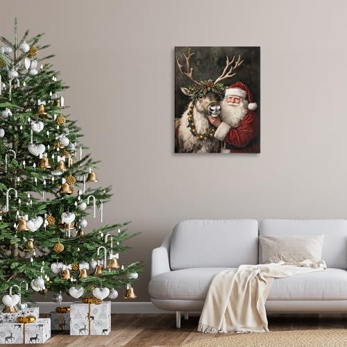 Santa Reindeer Holiday Portrait, 30 x 40 Inch Canvas Wall Art - image 3