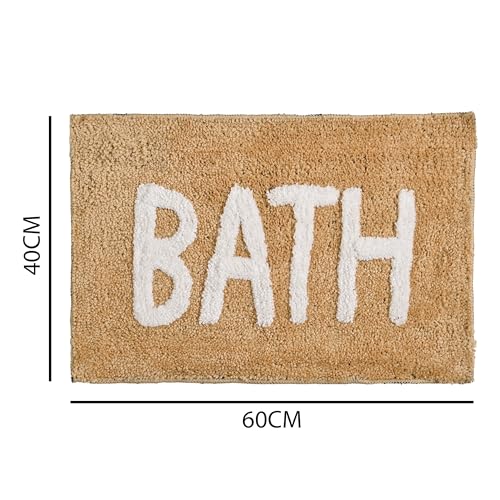 Image of Bathmat 1200 GSM Microfiber Machine Washable and Quick Dry Bathroom Mats for Bathroom /Kitchen /Living Room /Home /Office /Entrance (38cm x 58cm, Pack of 1) Beige