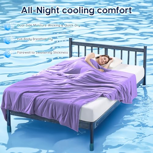 Image of Cooling Blanket for Hot Sleepers & Night Sweats - Cooling Comforter, Breathable Lightweight Double-Sided Summer Bedding, Breathable Soft All Season (Lavender, Queen(90 inchx90 inch))