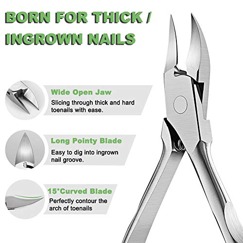 Cortaúñas de precisión BEZOX - Cortaúñas de acero inoxidable con hoja afilada y lisa para uñas gruesas y profundas, y tijeras para uñas de los - imagen 2