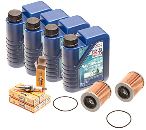 2 Pack Oil Change Service Kit w/Filter & NGK Plugs for SeaDoo Spark All Models