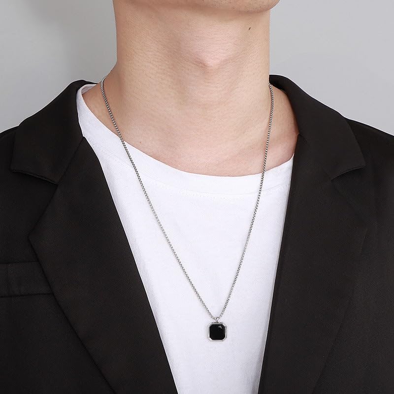 SALTY ALPHA Anti Tarnish Stainless Steel Midnight Charisma Locket Neck Chain for Men | Stylish Pendant Necklace | Jewellery Accessories for Boys | Minimal Jewelry | Gifts for Boyfriend & Husband | Marriage, Birthday... | Gift for Valentine Day..