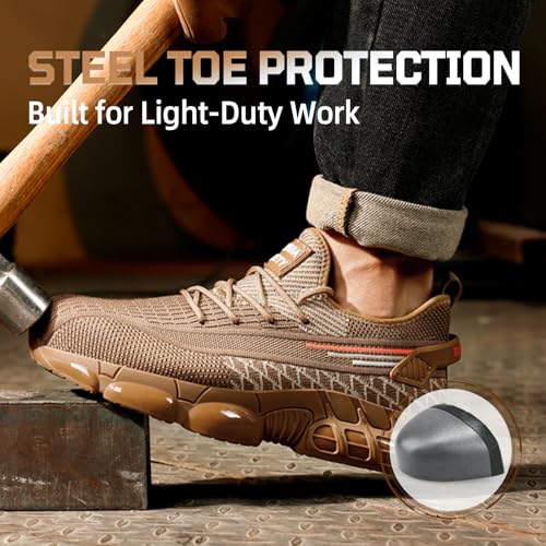 Image of Steel Toe Work Shoes for Men Lightweight Safety Shoes with Puncture Resistant Sole Comfortable Construction Industrial Work Shoe for Warehouse
