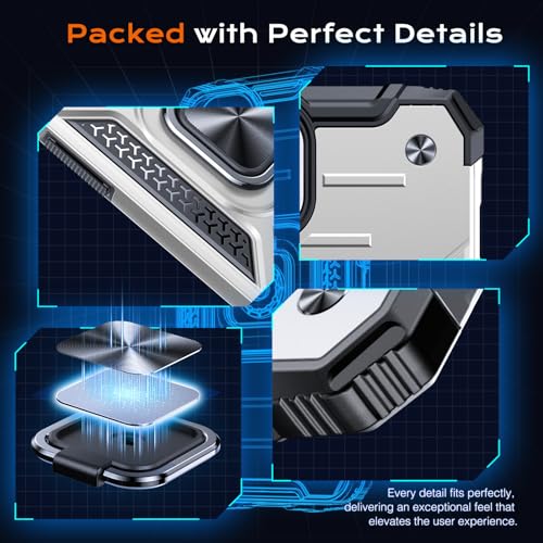 Image of Anqrp Heavy Duty Case for iPhone 17 Pro Case with Enhanced Ring Holder Grip Stand, Military Grade Shockproof Rugged Drop Protective Silicone Hard Slim iPhone 17 Pro Phone Case Cover,Silver