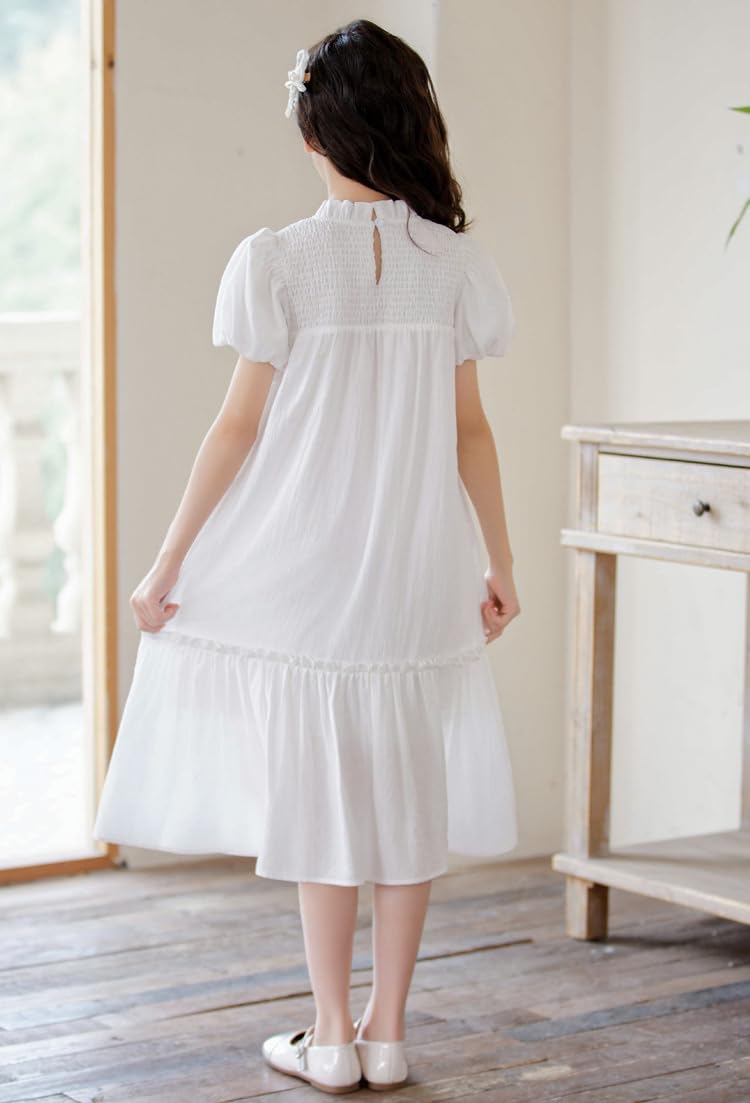 Dziewczęce sukienki w kształcie litery A okrągłe sukienki w stylu casual, imprezowa, dziewczęca letnia sukienka Boho Beach Casual Smocked Maxi sukienki 6-16 lat
