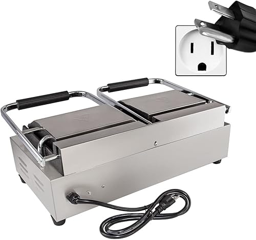 Miniatura 7 de ALDKitchen Panini - Parrilla de prensa sándwich  Construcción duradera de acero inoxidable  110 V (acanalada 9 x 9 pulgadas)