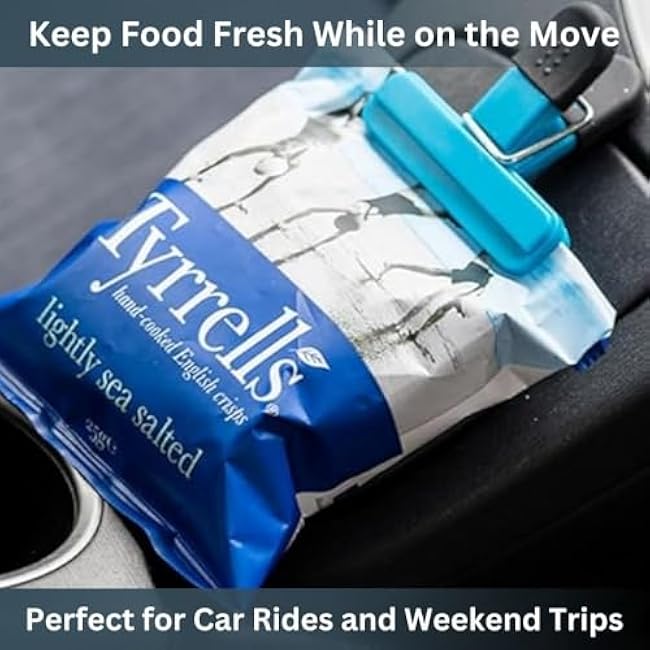 Food Bag Clips - 16 Pcs, 3 Assorted Sizes | Small, Large & Bread Bag Clips for Fresh Food Storage, Freezer Bags or Sandwich Bag Sealer | BPA Free Plastic Kitchen Clips with Storage Holder Included