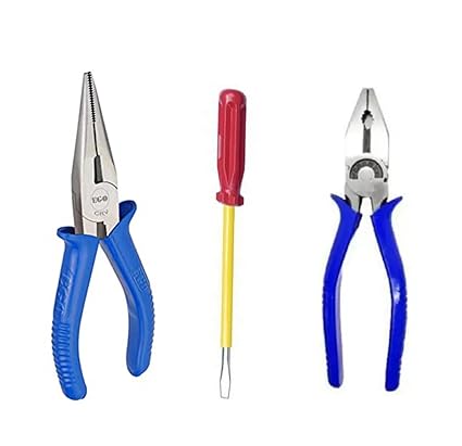 Red Champion Combination & Nose Plier Combo Cutting player Cutting plier for home, Player tools, Combination plier, Pliers for electrical work, With Flat screwdriver And Jonex 999 6 Inch Plier
