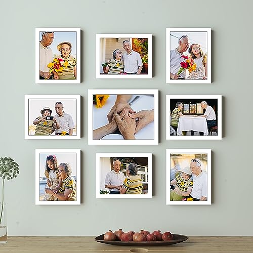 Image of Art Street Large Collage Wall Photo Frame Individual Picture Frame Set For Living Room, Decorative Wall Hanging Home Decor - Set Of 9 (6x8, 8x10 Inch, White)