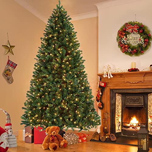 Yaheetech 9Ft Pre-Lit Spruce Artificial Hinged Christmas Pine Tree Prelighted Holiday Xmas Tree For Home Party Decoration With 850 Warm White Lights And 2160 Branch Tips thumb #1
