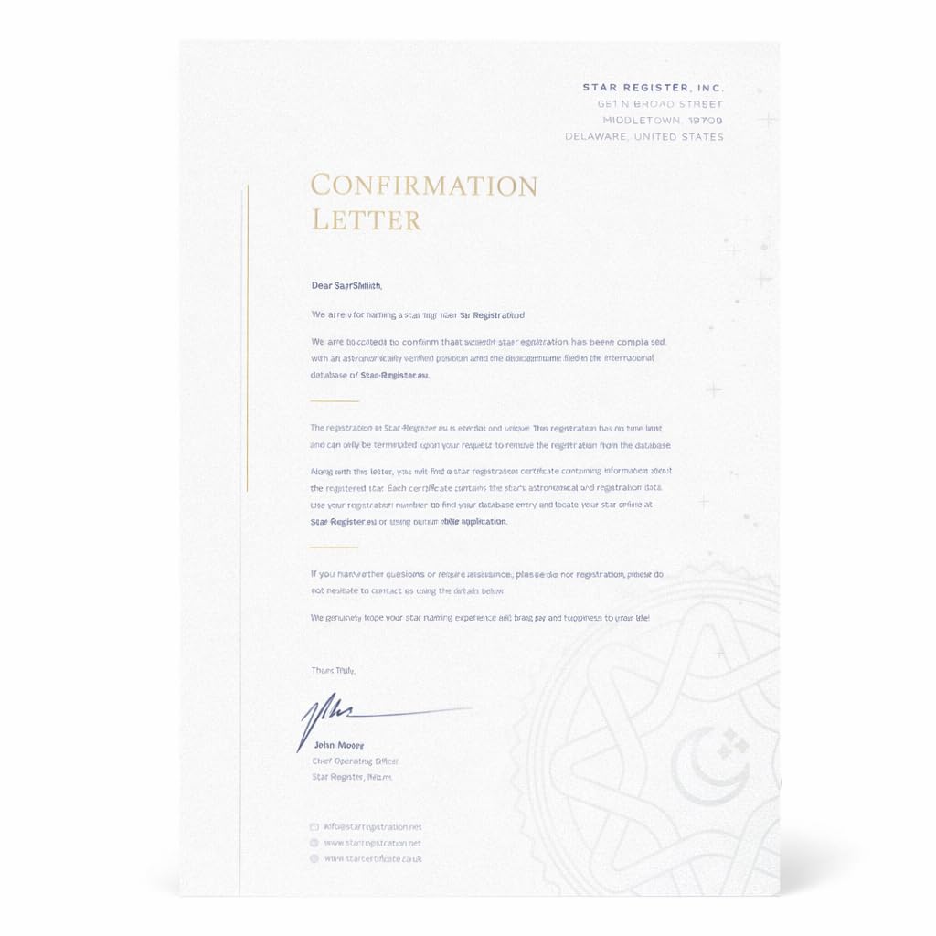 Star Registration Cartella Regalo “Regalare una Stella” – Regalo Personalizzato e Significativo | Regala un Ricordo Eterno per Anniversari, Amore o Memoriali