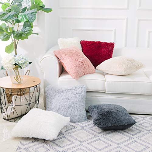 Image of Faux Fur Throw Pillow Covers for Couch Decorative Pillows 20x20 Inch